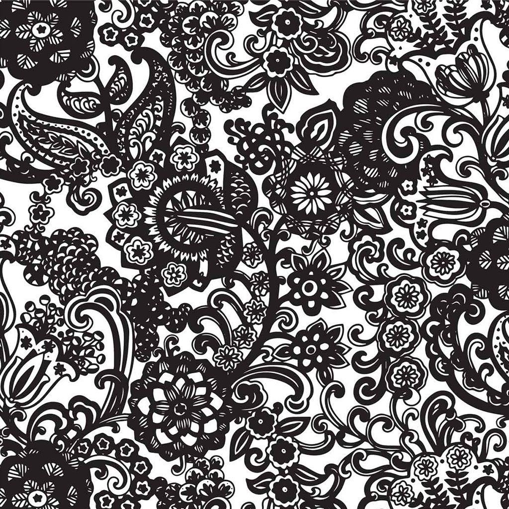 Retro Blumen schwarz AUSLAUF
